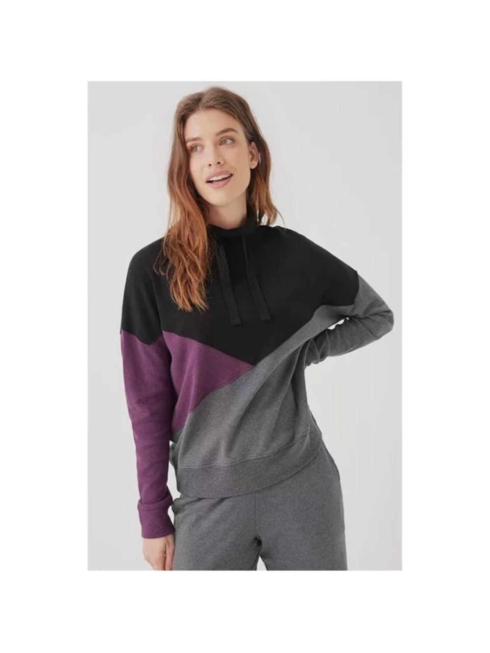 Pact Airplane Colorblock Athleasure Streetwear  - Black, Gray & Purple Large